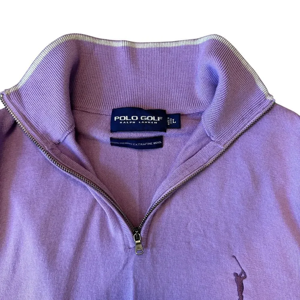 VTG Rare 90s Polo Golf Ralph Lauren Purple Men's Large Vest Quarter Zip - Picture 4 of 5